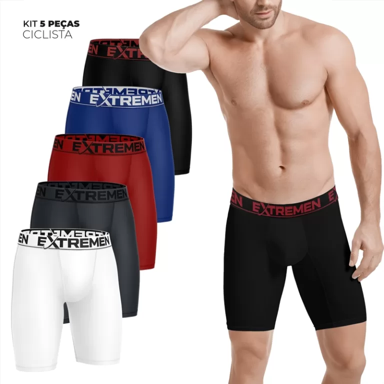 Kit 5 Cueca Box Ciclista Do P ao XGG Boxer Perna L