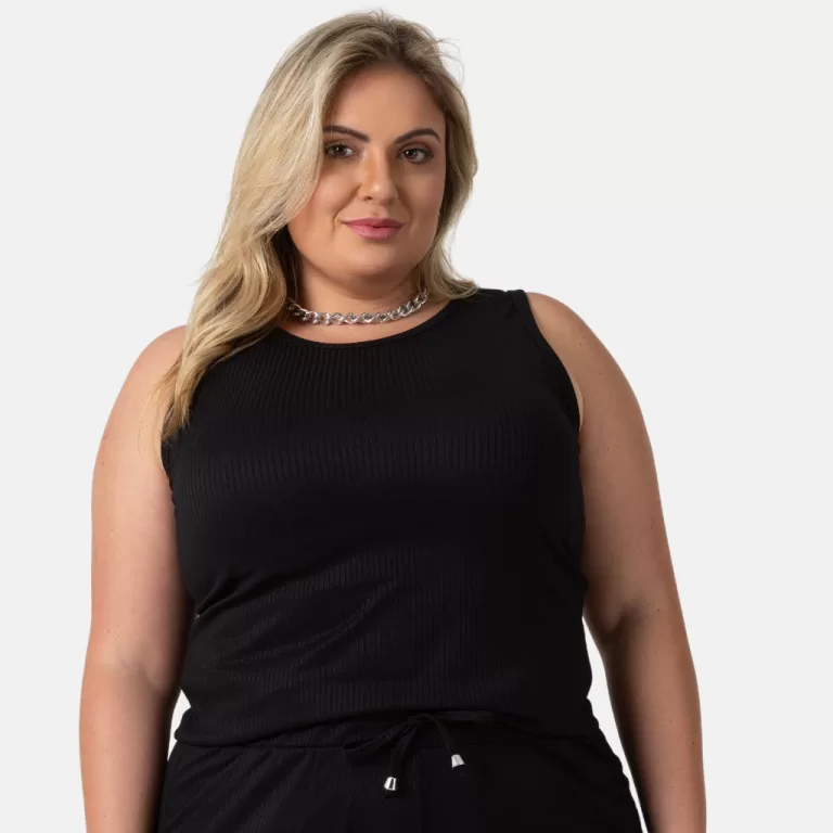 Regata Blusa Feminina Plus Size Canelada Confortá