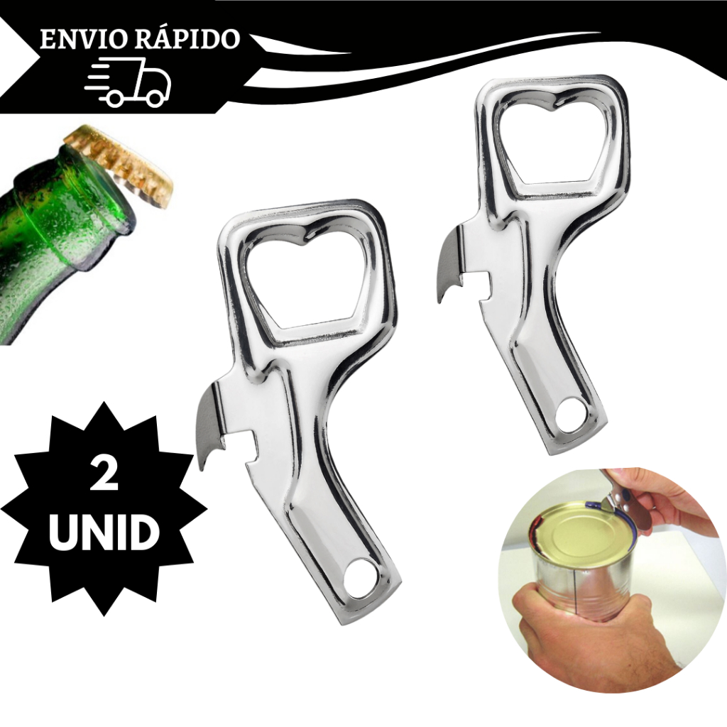 Kit 2 Abridor de Lata E Garrafa Conjugado Aço Cozinha Abridor de Garrafas Inox