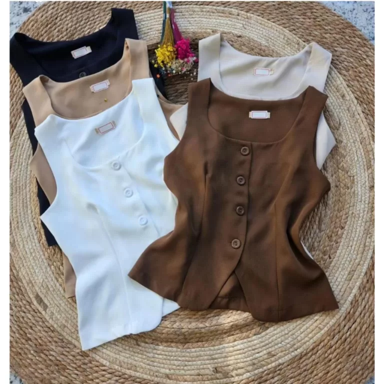 Colete Feminino Alfaiataria Alça Larga Gola Quadr