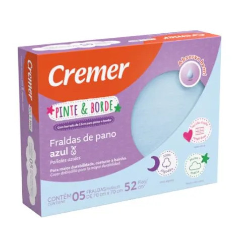 FRALDAS DE PANO PINTE E BORDE AZUL 5un – CRE