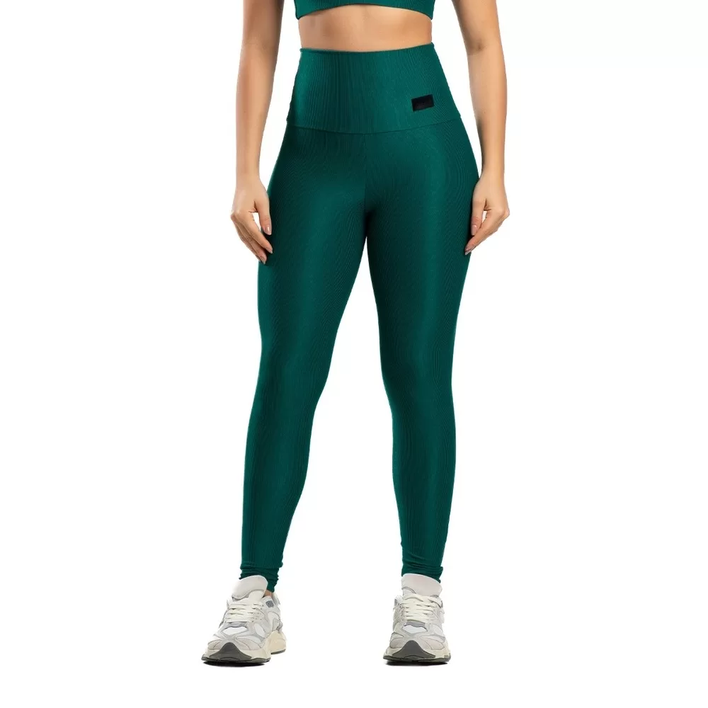 Legging Poliamida Canelada Verde Massam Fitness