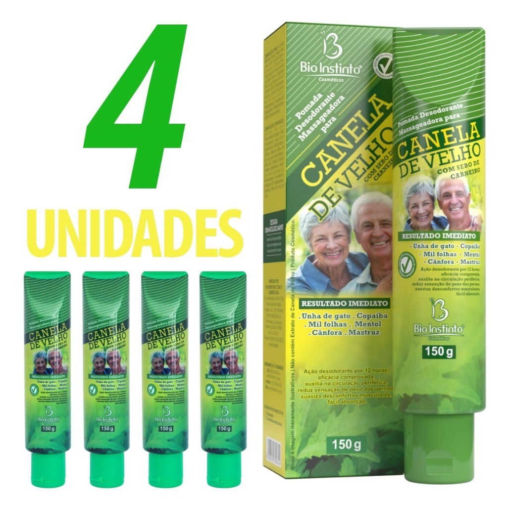 Kit com Pomada Desodorante Massageadora para Canela de Velho 150Gr