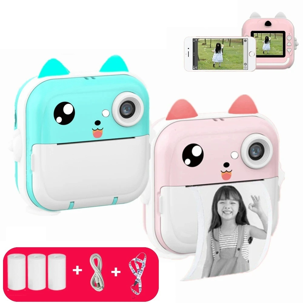 Camera Impressora Infantil Portatil Mini Camera Digital com Video Foto e Impressao Instantanea