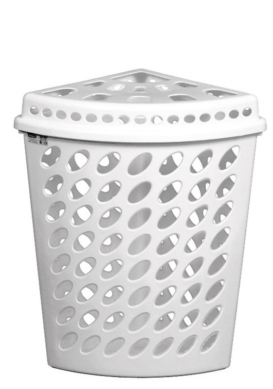 CESTO TELADO TRIANGULAR C/ TAMPA 43,7L BRANCO