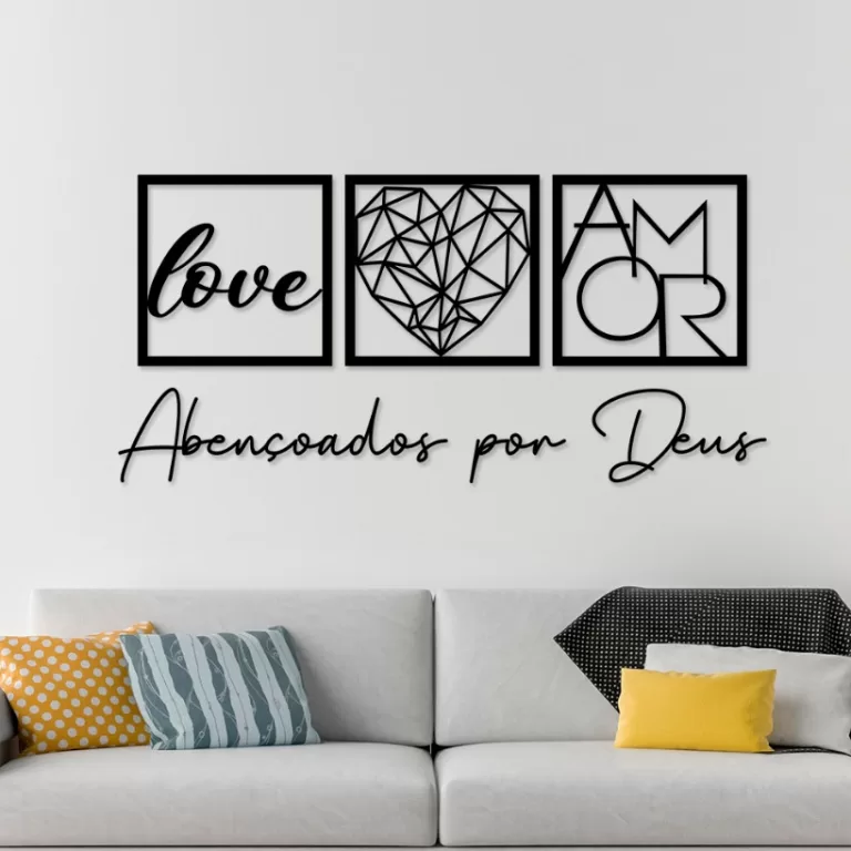 Kit 3 Quadros Decorativos Abençoados por Deus Lov