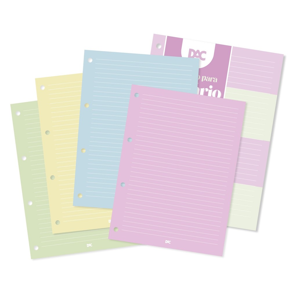 Refil de Folhas Coloridas P/Fichário Universitário – Dac