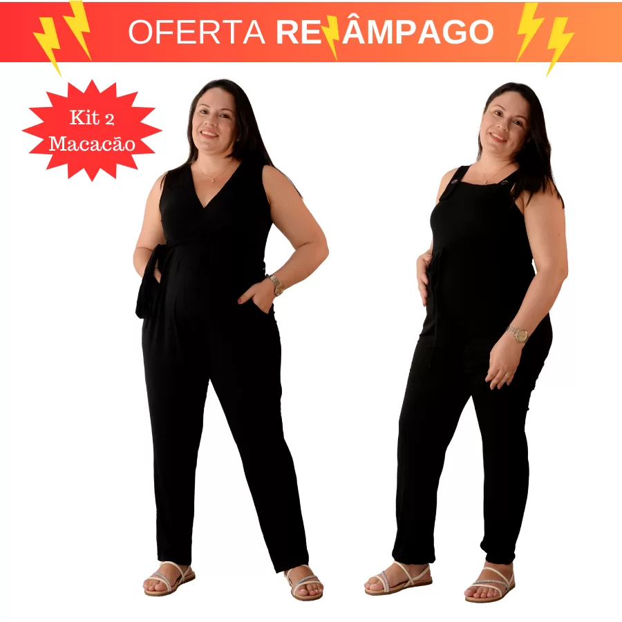 Kit 2 Macacão Longo Feminino Para Gestantes Gravidas Amamentação Confortável Promoção