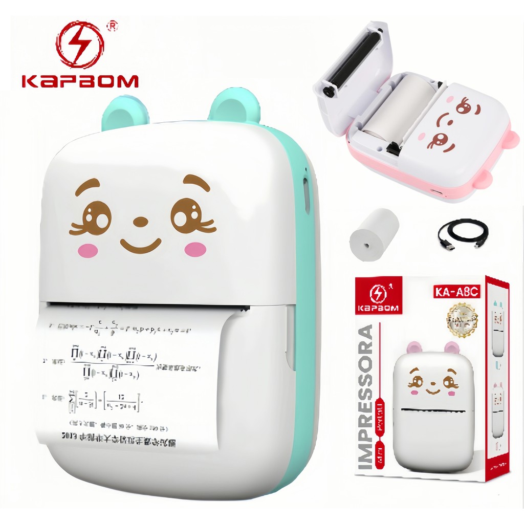 Mini Impressora Térmica Portátil De Bolso Sem Fio Bluetooth USB suporta IOS/Android Design gato