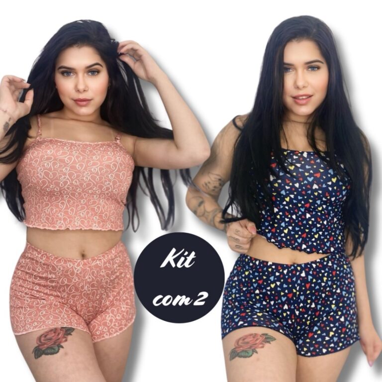 Kit 2 Pijama Baby Doll Virginia em Suede