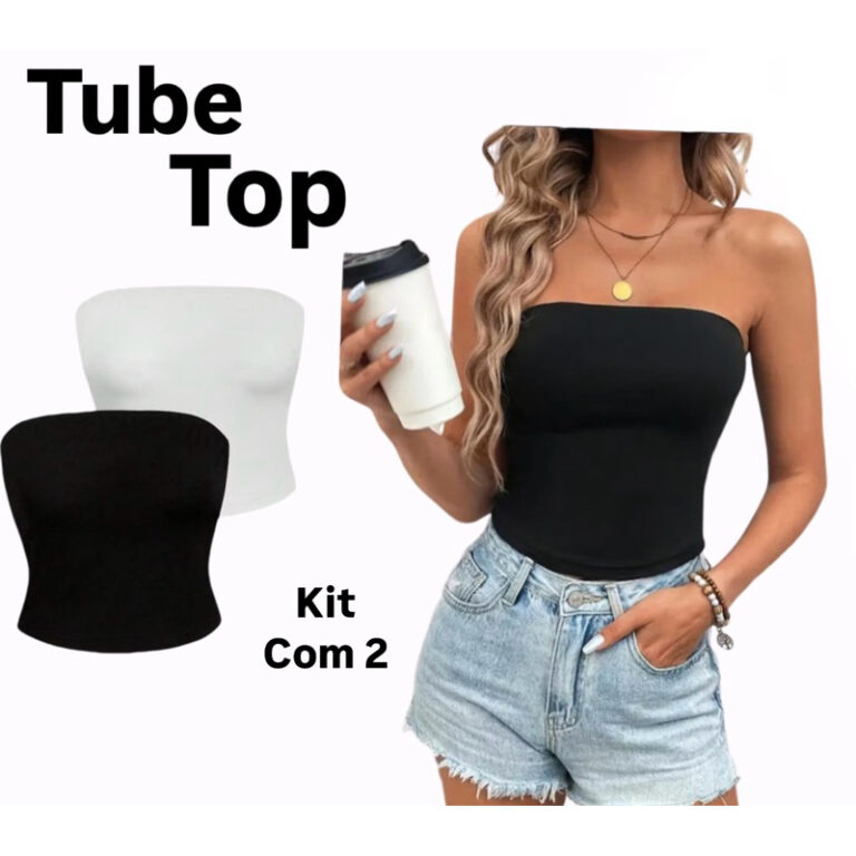 Kit Cropped Tube Top Faixa Suplex Verão Blogueira