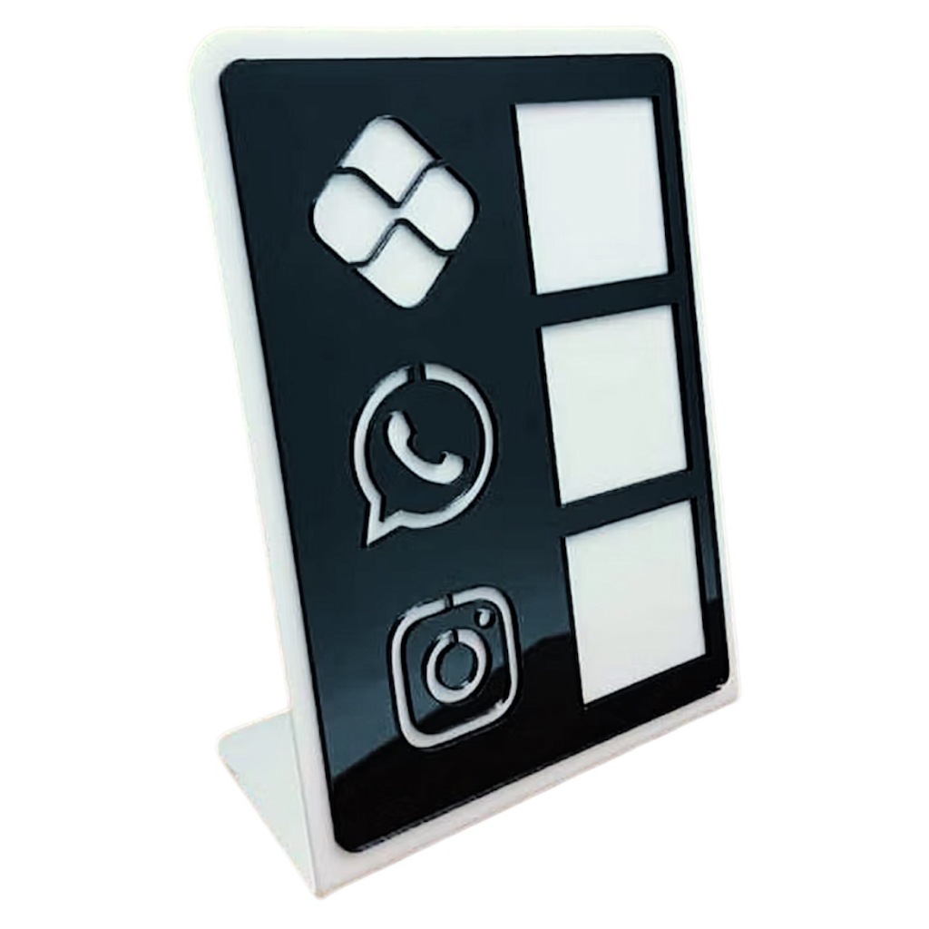 Placa Display 3 Em 1 Whatsapp Pix Instagram Pagamento via QR Code