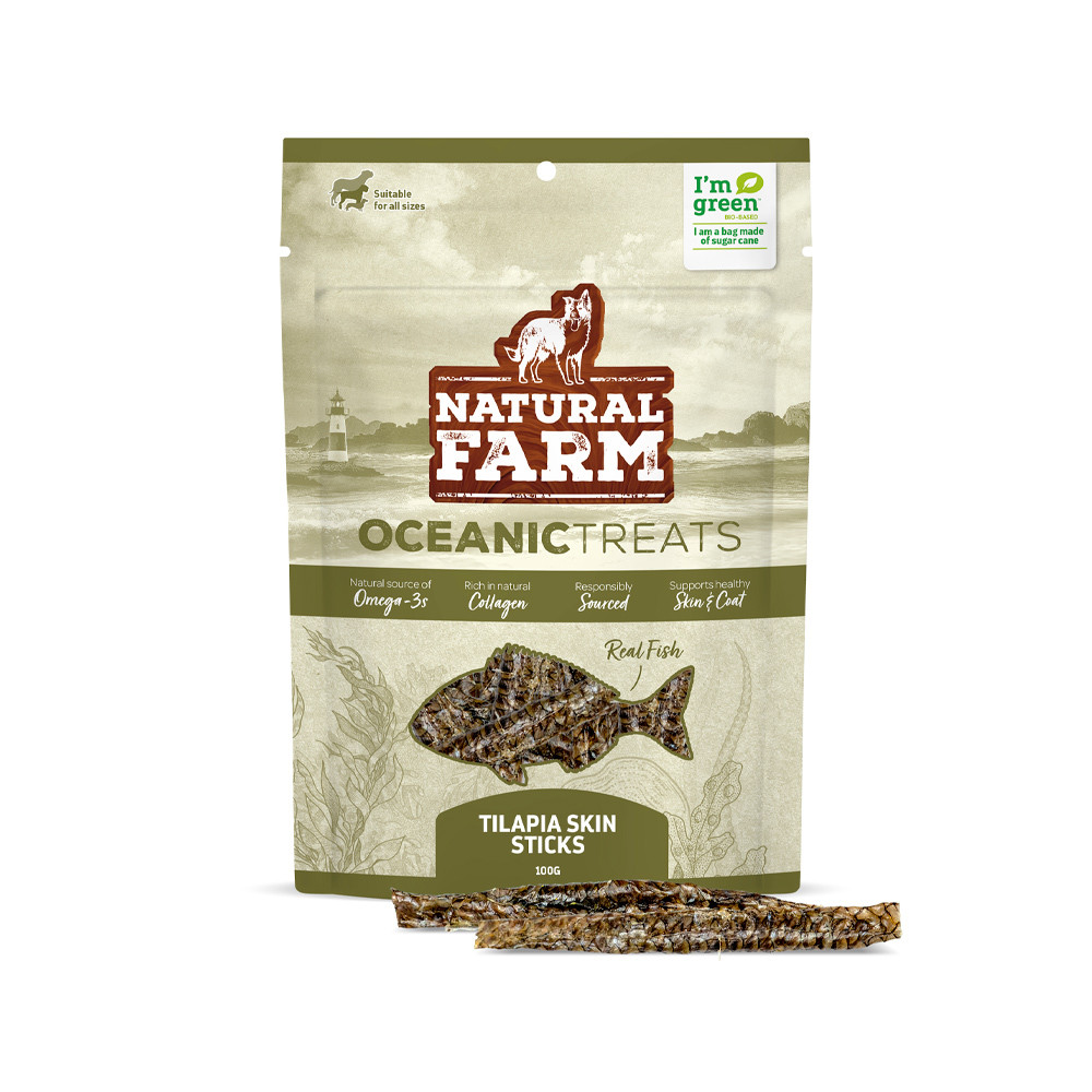 Petisco P/ Cães Palitos De Pele De Tilápia Natural Farm 100g