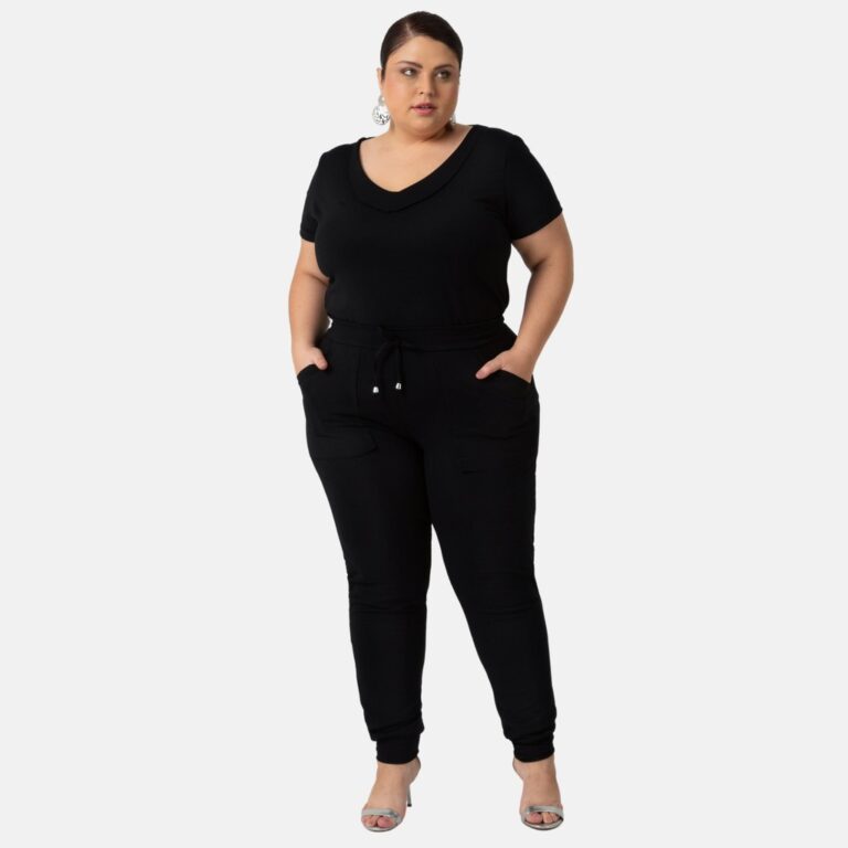 Conjunto Calça Jogger e Blusa Decote V Moletinho 