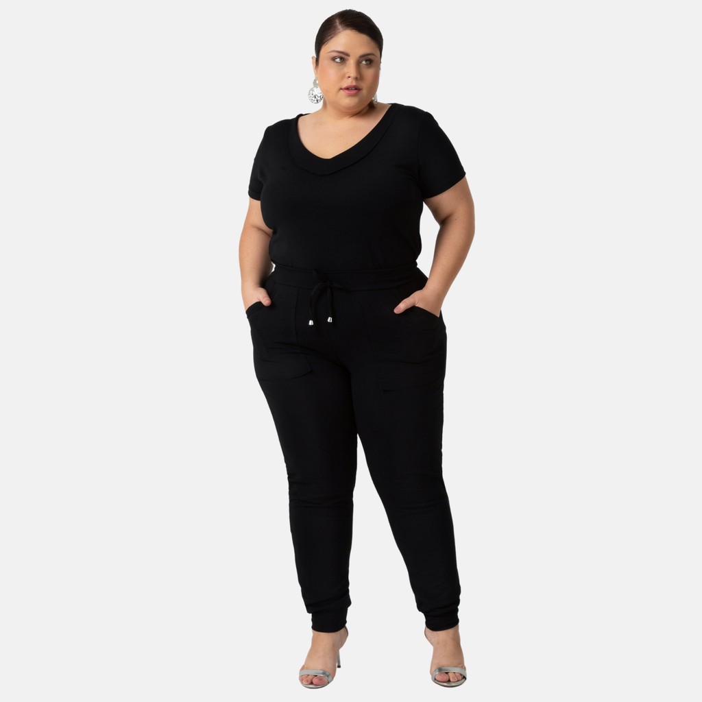 Conjunto Calça Jogger e Blusa Decote V Moletinho 1215-1216