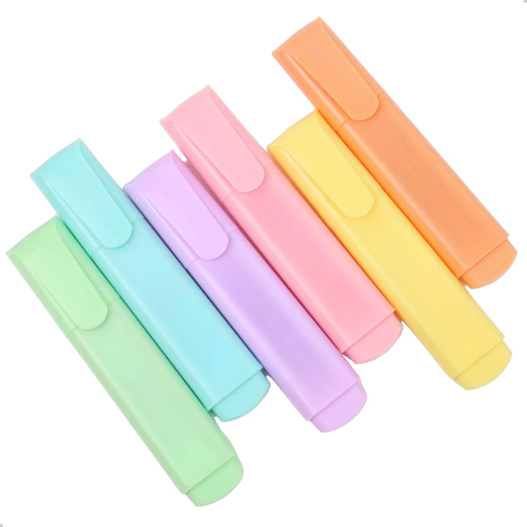 Kit Canetas Marca Texto Escolar 6 Unidades Cores Tom Pastel