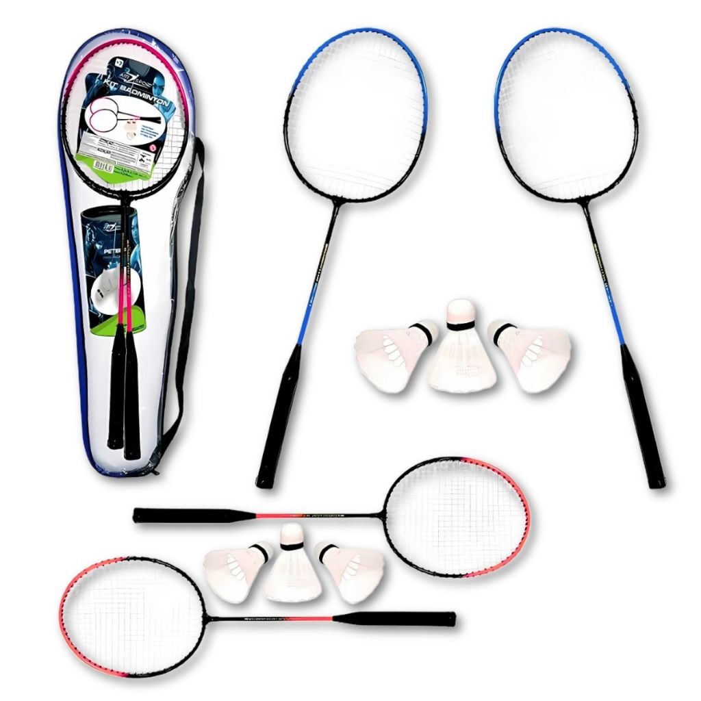 Kit Badminton 2 Raquetes + 3 Petecas C/ Bolsa Kit Completo