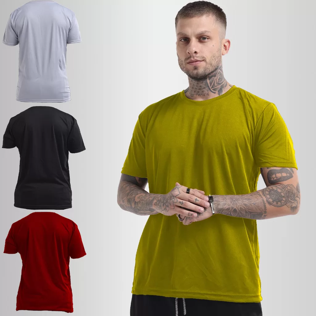 Kit 3 Camisas Academia Masculina Básica Dry Fit Tradicional