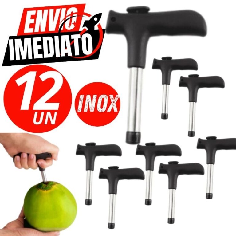 Jogo 12 Furador de Coco Manual Prático Casa Cozin