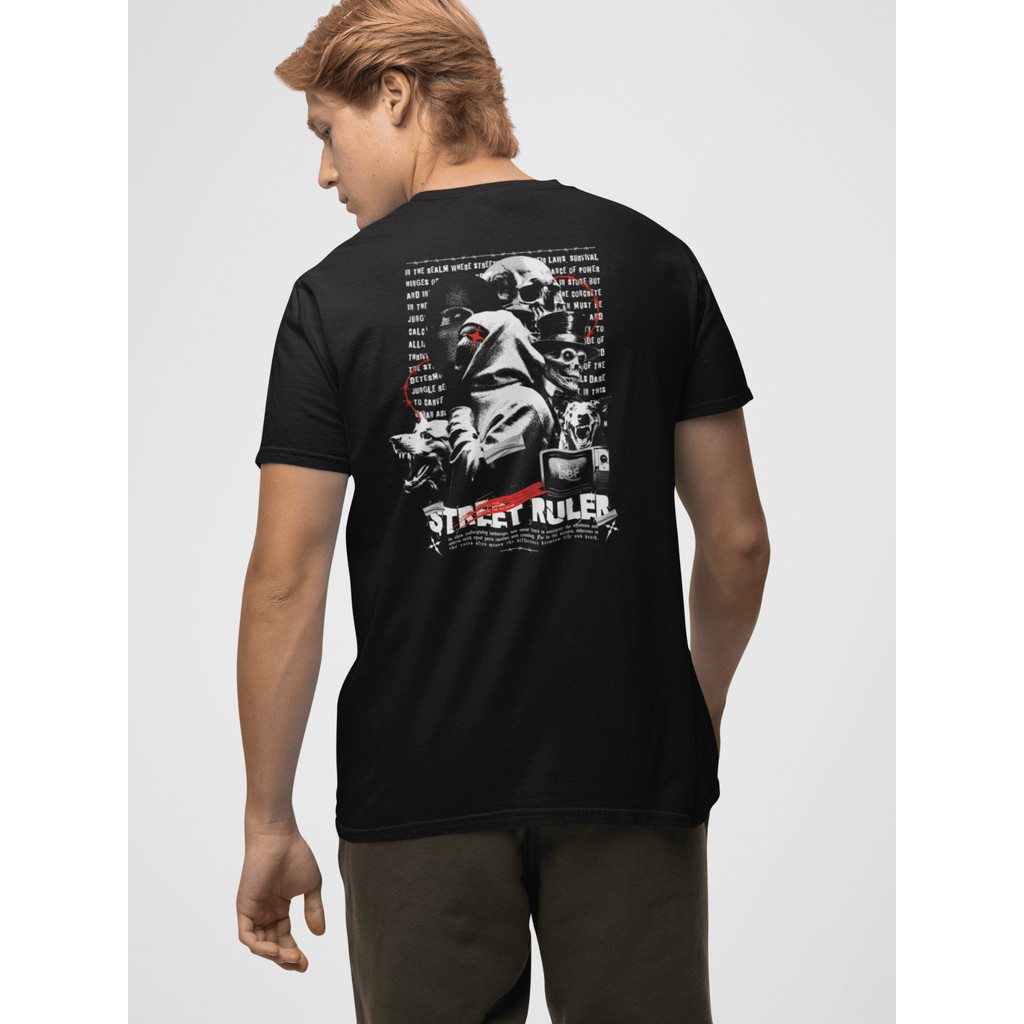 Camiseta Masculina 100% Algodão Gola Careca Blusa Streetwear Estilo de Rua Com Estampa Grande Street