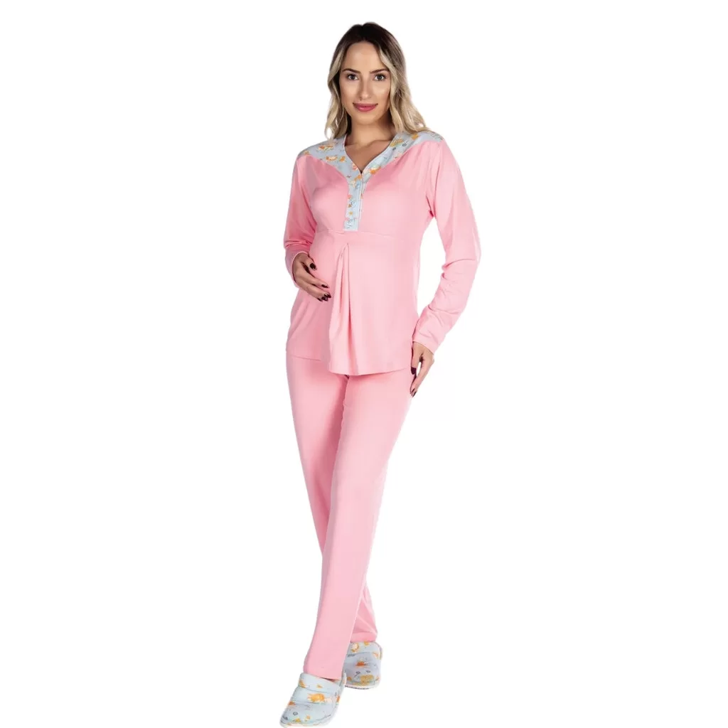 Pijama Feminino Gestante Suede Victory