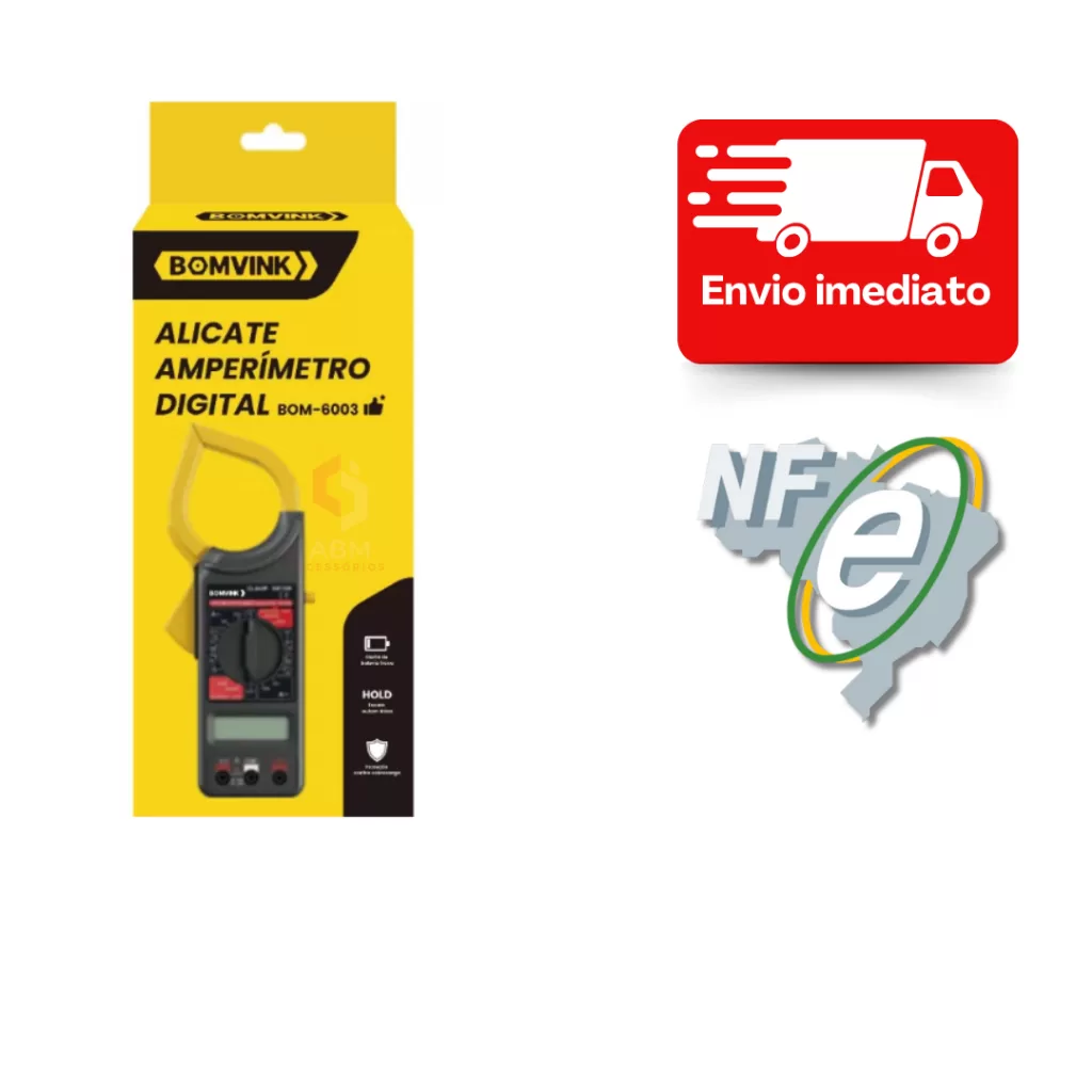 Alicate Amperímetro Multímetro Digital Bomvink Com Estojo + Bateria