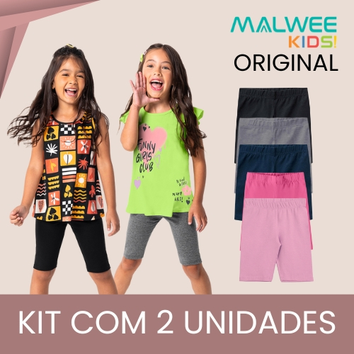 Kit 2 Shorts Infantil Menina Bermuda Ciclista Cott