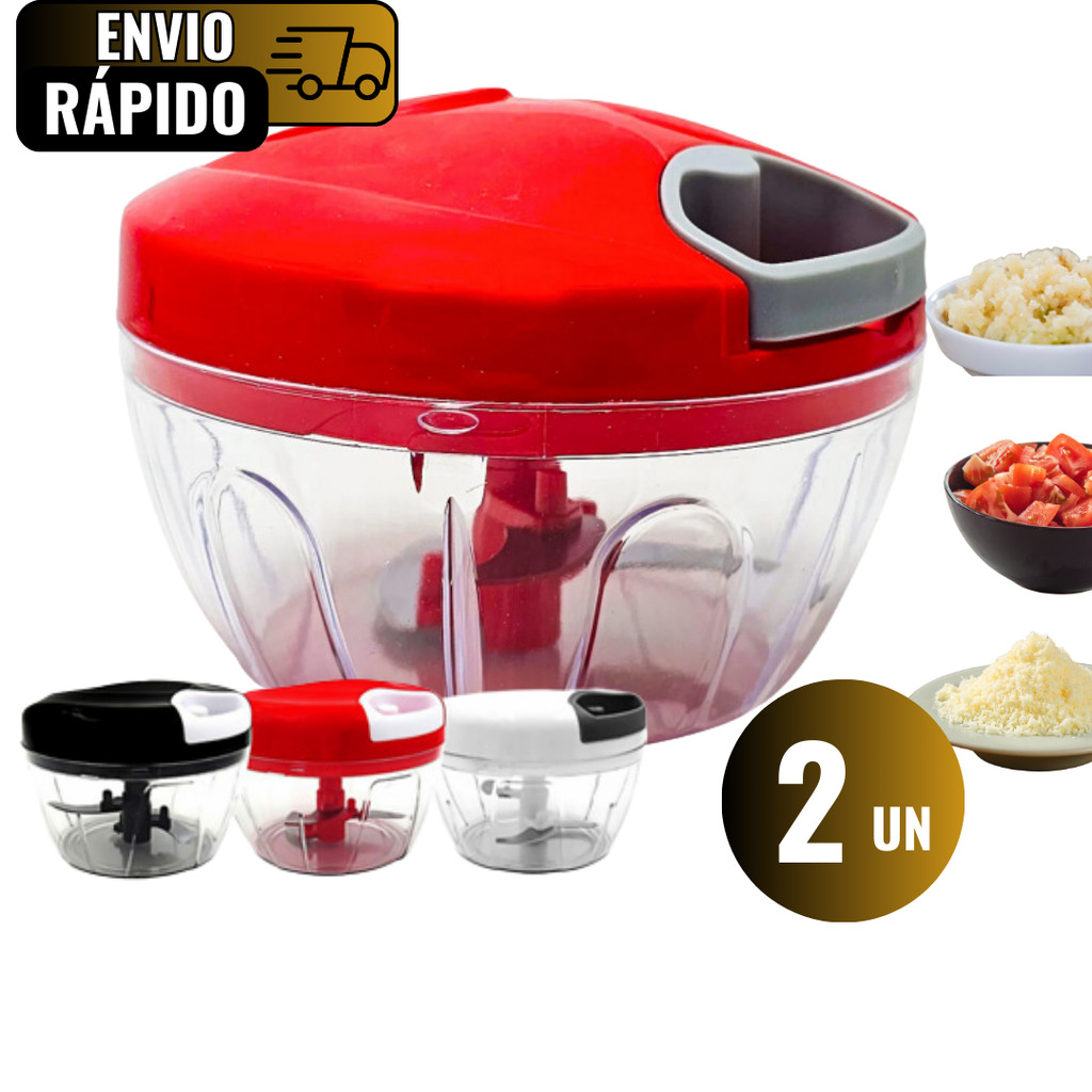 Conjunto 2 Unidades Processador de Alimentos 500 ML Tritura Alho Tempero Legume Vegetal Cebola