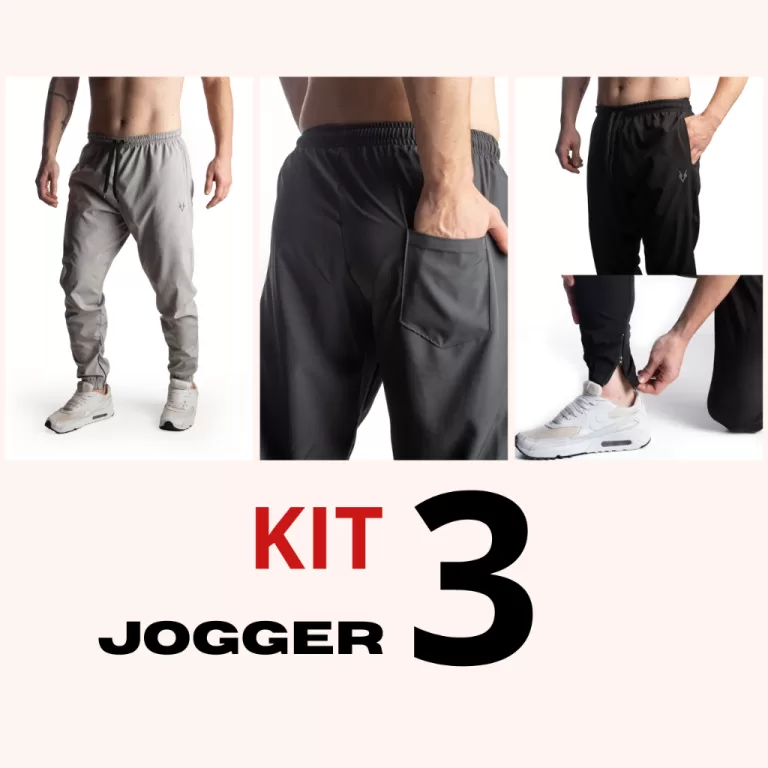 Kit 3 Calças Masculina Jogger com Elastano Leve E