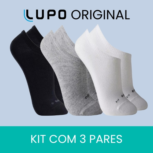 Kit 3 Meia Sapatilha Algodão Original Lupo Adulto