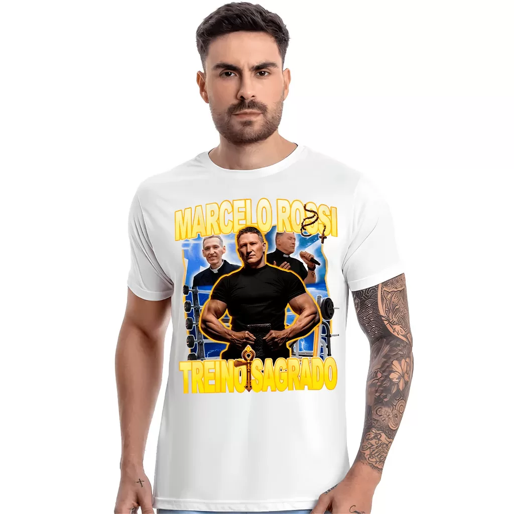 Camiseta padre Marcelo Rossi | o treino sagrado Treino, academia, meme