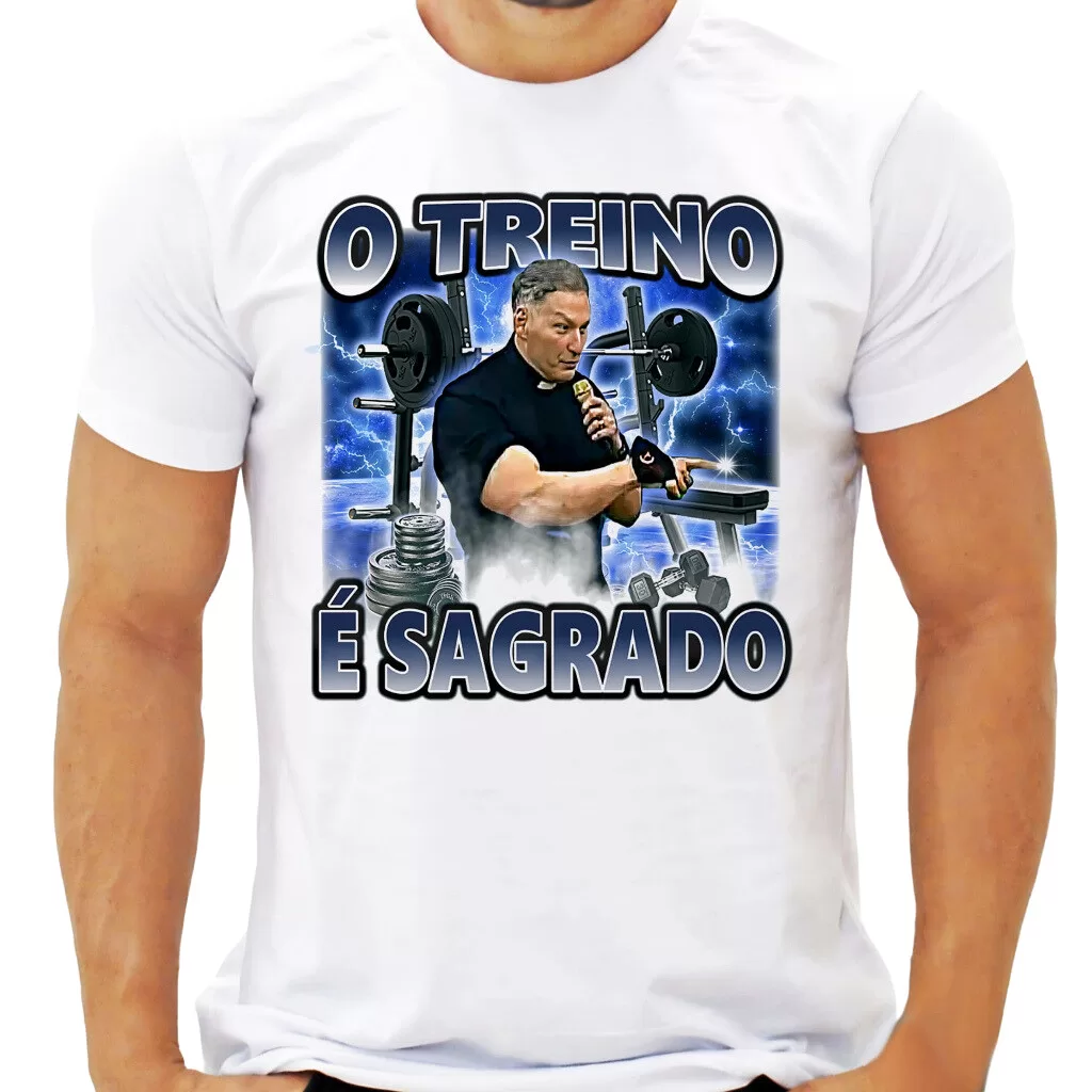 Camiseta unissex Padre Marcelo Rossi | Treino Sagrado Azul camisa