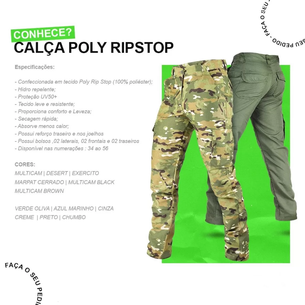 Calça Cargo Masculina Trekking Ripstop Com Proteção UV50+
