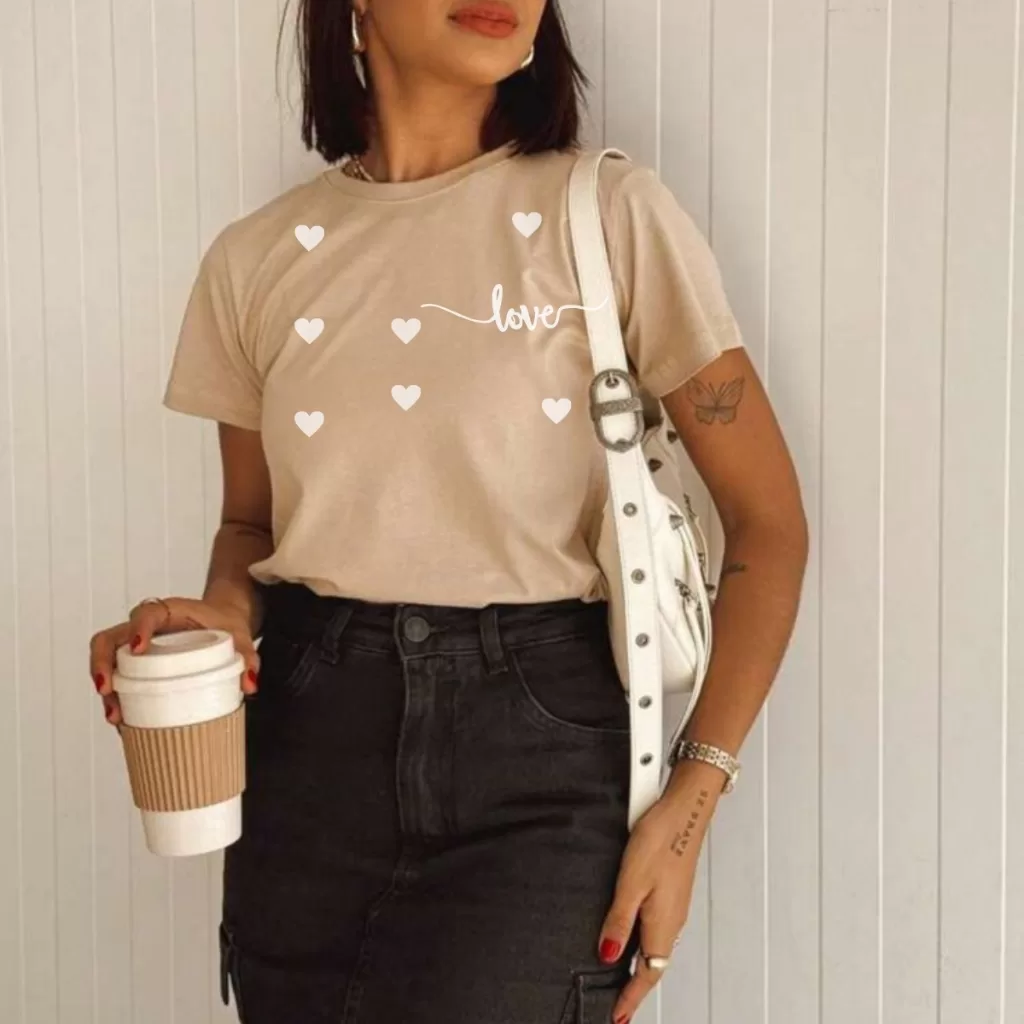 Blusas Feminina Blusinhas Estilosa Coração +Cores