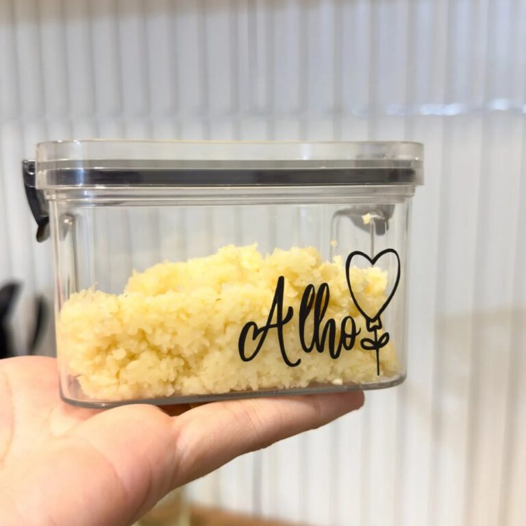 Porta-alho coração flutuante – pote para a