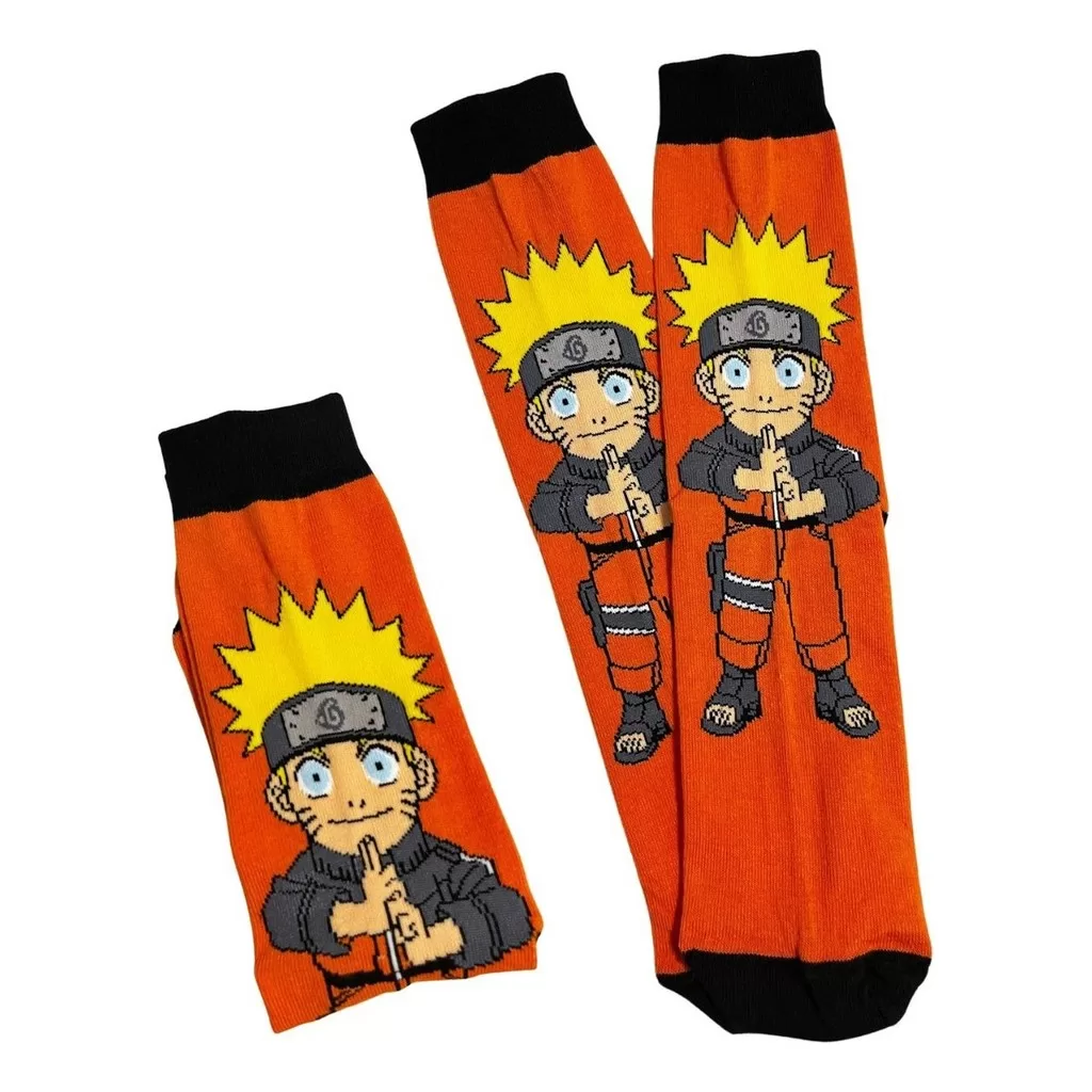 Meia Cano Alto Estampa Naruto Anime Academia Casual Juvenil