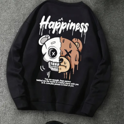 Moletom Gola Redonda Urso Happiness Streetwear Alg