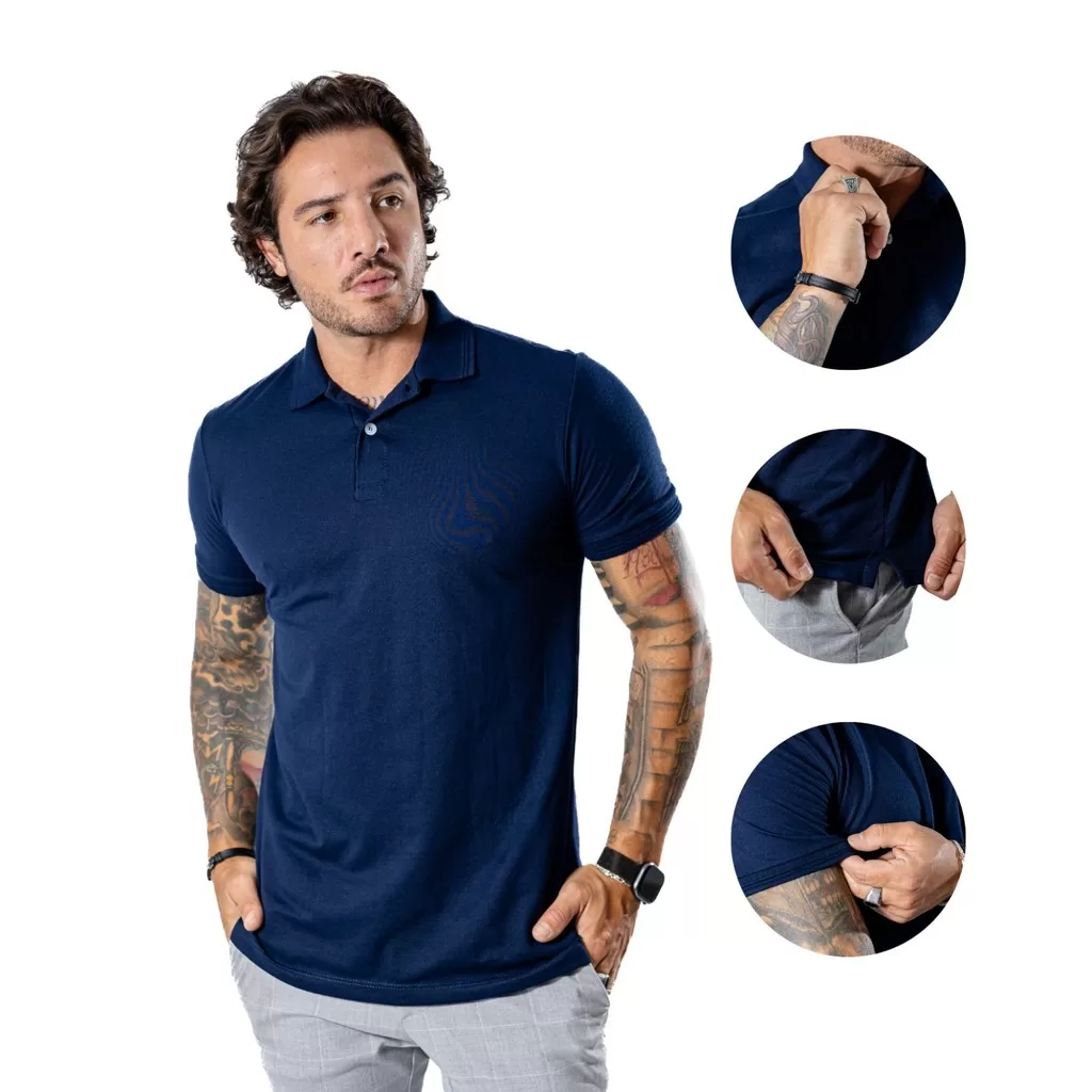 Camisa Polo pra Homens Piquet  Lisa Alto Padrão Não Desbota