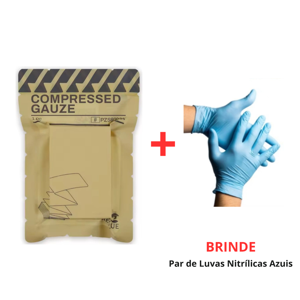 Gaze Comprimida Selada a Vácuo Homologada LANÇAMENTO Rhino Rescue IFAK APH TÁTICO MARC FDA ANVISA CE
