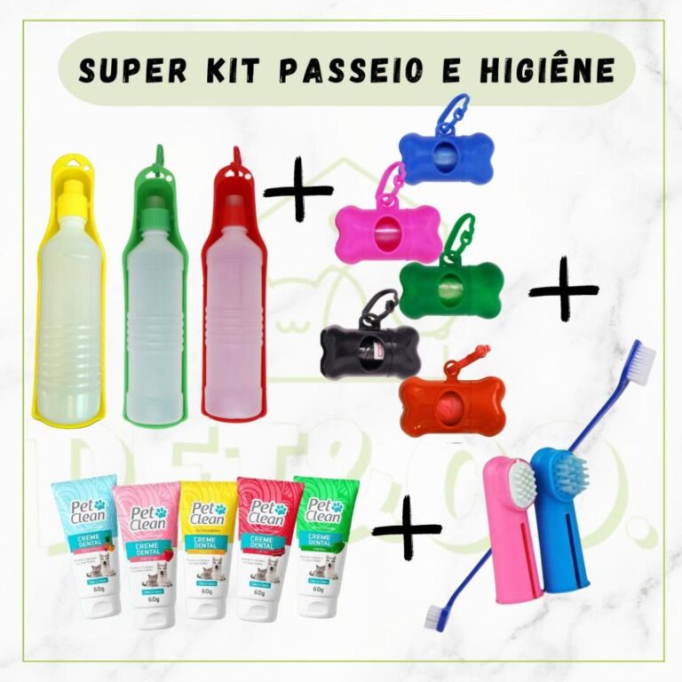 Kit Completo de Higiene Bucal e Passeio para Cães