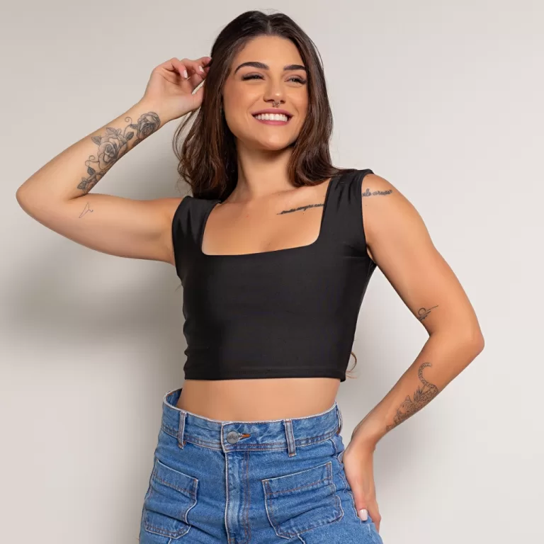 Cropped Alça Feminino Casual Fashion Festa