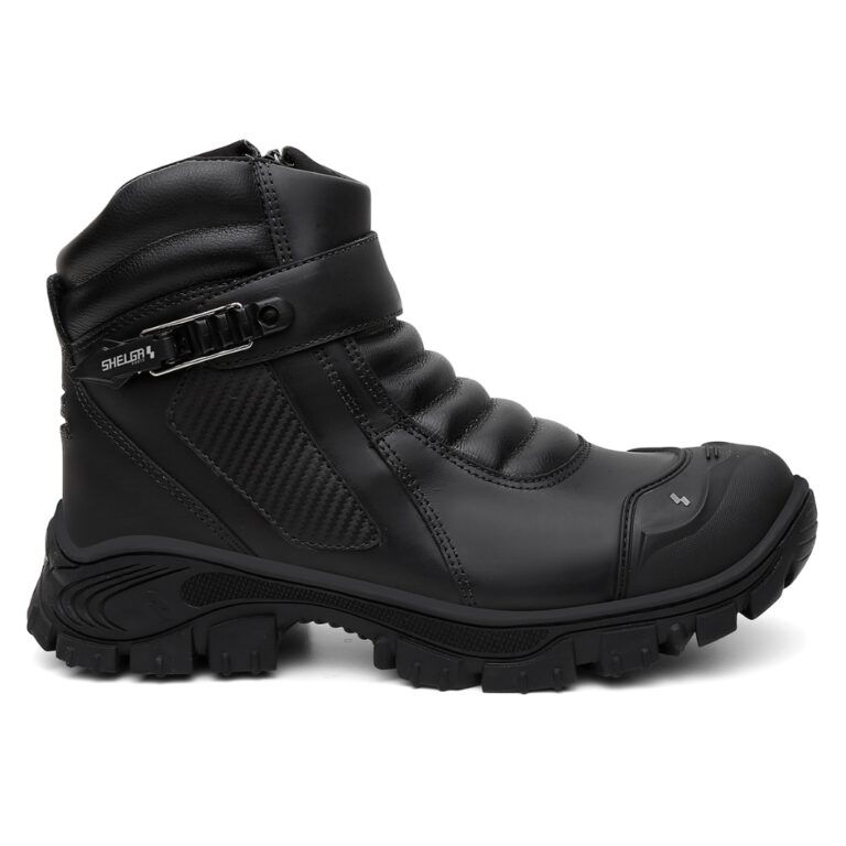 Bota Cano Médio Couro Premium Bico em Pvc Passado