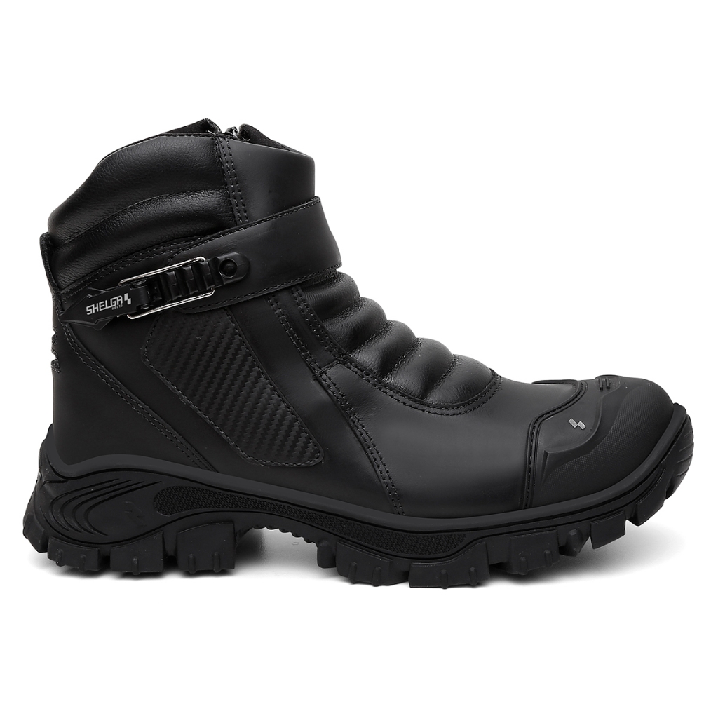 Bota Cano Médio Couro Premium Bico em Pvc Passador de Marcha Shelga Boots