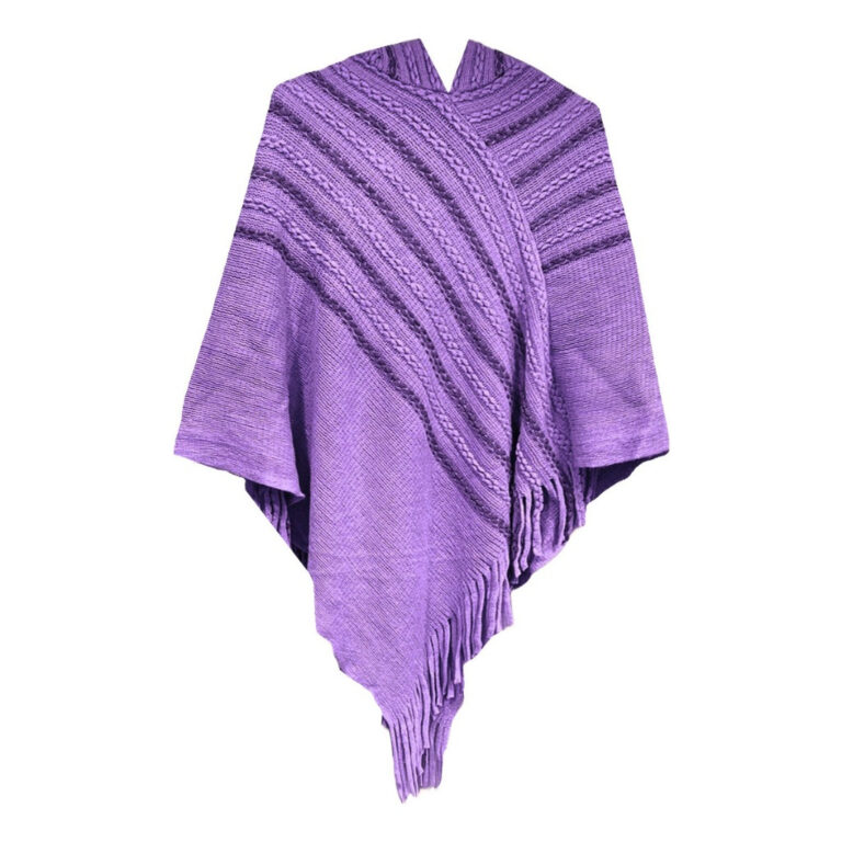 Xale Poncho Feminino Com Touca Tricô Crochê Cash