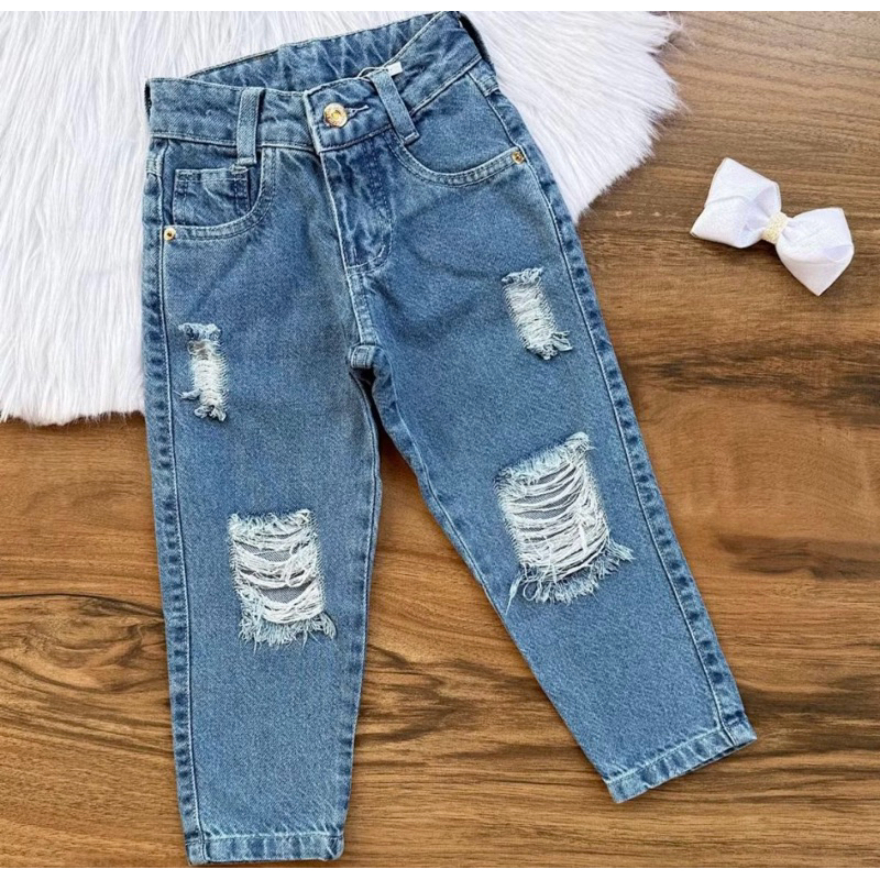 Calça Mom Jeans 2 Ao 10 Anos Infantil Menina Moda Blogueirinha Verão