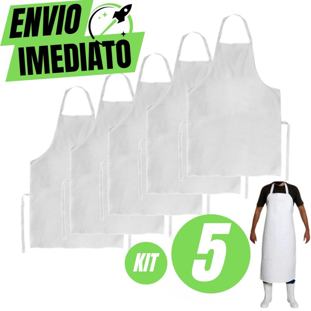 Kit C/5 Avental De Oxford Engate Rápido Cozinha Garçom Açougueiro Churrasqueiro Peixaria