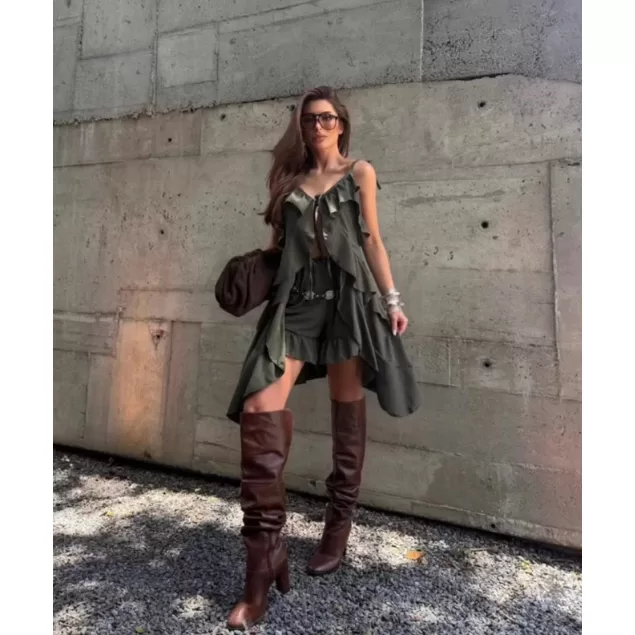 Conjunto bata e shorts boho chic legante tendencia