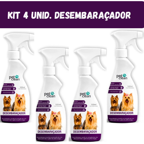 Combo 4 Desembaraçador De Pelos Pet Clean Banho E