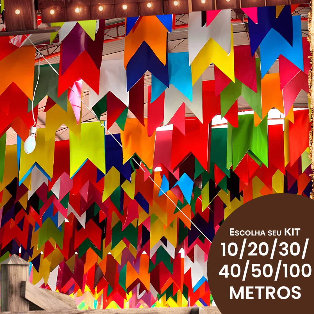 Kit 10/20/30/40/50/100 Metros Bandeirinhas De Festa Junina Em Plástico Resistente