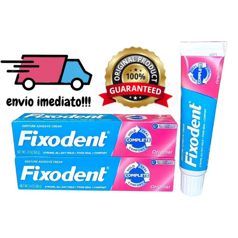 kit de 2 Fixodent Original 68g2 turbo 100% Original Fixador De Prótese Em Gel Sem Glúten